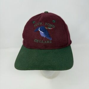 Vtg Duck Pond Cellars Merlo & Green Embroidered Duck Baseball Hat Cap Adjustable